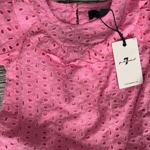 7 For All Mankind Baby Girl Eyelet Top & Denim Jeans Set – NEW with Tags